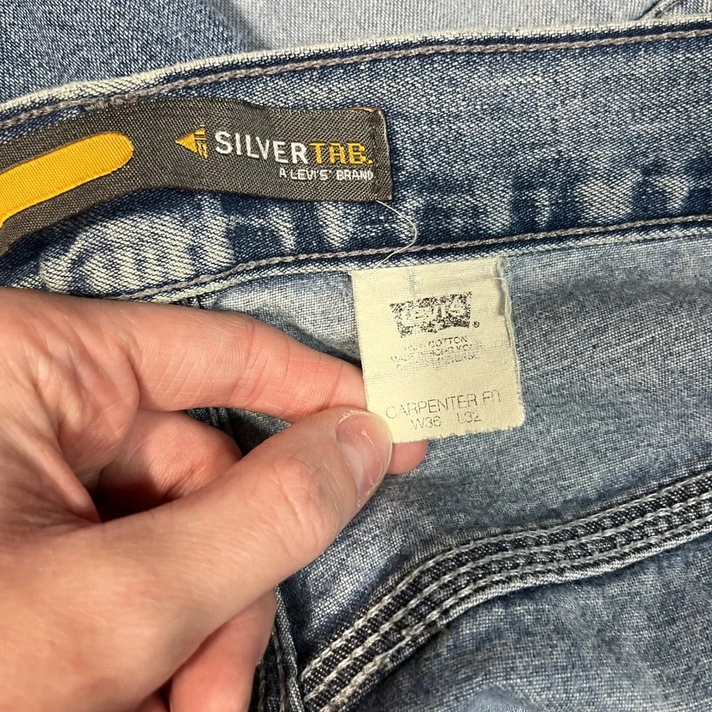 Levis SilverTab Carpenter Fit Jeans Light Wash Baggy Wide Leg Mens 36x32 Vintage